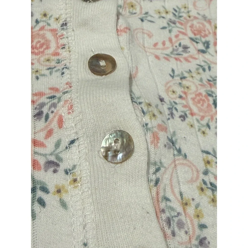Hunt Club Petite‎ Floral Ribbed Short Sleeve Cardigan Button Front Top Small